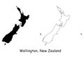 Wellington, New Zealand. Detailed Country Map with Location Pin on Capital City.