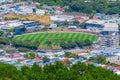 WELLINGTON, NEW ZEALAND, FEBRUARY 9, 2020: Aerial view of Basin reserve cricket field at Wellington, New Zealand Royalty Free Stock Photo