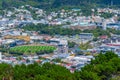 WELLINGTON, NEW ZEALAND, FEBRUARY 9, 2020: Aerial view of Basin reserve stadium, Dominion Museum Building and National War Royalty Free Stock Photo