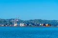 WELLINGTON, NEW ZEALAND, FEBRUARY 9, 2020: Container port in Wellington, New Zealand