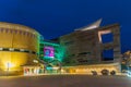 WELLINGTON, NEW ZEALAND, FEBRUARY 8, 2020: Night view of Museum of New Zealand Te Papa Tongarewa in Wellington, New Zealand Royalty Free Stock Photo