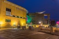 WELLINGTON, NEW ZEALAND, FEBRUARY 8, 2020: Night view of Museum of New Zealand Te Papa Tongarewa in Wellington, New Zealand Royalty Free Stock Photo