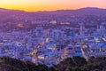 WELLINGTON, NEW ZEALAND, FEBRUARY 9, 2020: Sunset aerial view of downtown Wellington, New Zealand Royalty Free Stock Photo