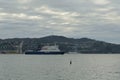 WELLINGTON, NEW ZEALAND - May 28, 2019: View of Bluebridge ferry at Lambton Harbour Royalty Free Stock Photo