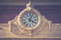 Close up image of a large round Railway Clock