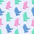 Wellington rain boots seamless pattern