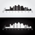 Wellington skyline and landmarks silhouette