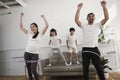 The wellness Asian Thai family is fun playing hula hoops together Royalty Free Stock Photo