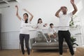 The wellness Asian Thai family is fun playing hula hoops together Royalty Free Stock Photo