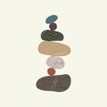 Wellness balance pebble stone harmony logo vector Illustration. Simplicity calm and zen of cairn rock shape. Simple