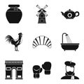 Wellness baths icons set, simple style