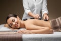 Beautiful woman having hot stone massage at spa Royalty Free Stock Photo