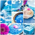 Wellness collage floral water bath salt spa series Royalty Free Stock Photo