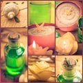 Wellness collage floral water bath salt spa series collage Royalty Free Stock Photo