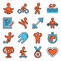 Wellness Exercise and Relaxation Icons. Fitness Set. Vector