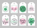 Wellness, health and beauty organic products labels. Spa, healthy yoga center logo vector illustration set. Natural Royalty Free Stock Photo