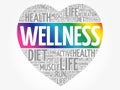 WELLNESS heart word cloud collage, fitness, sport Royalty Free Stock Photo