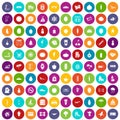 100 wellness icons set color