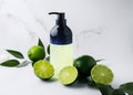 skincare organic natural oil body bottle lime spa treatment lemon. Generative AI.