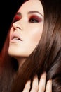 Wellness, make-up. Beautiful long shiny hair model Royalty Free Stock Photo