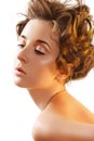 Wellness & make-up. Beauty with curly hairstyle