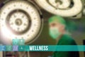 Wellness medical concept image with icons and doctors on background