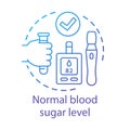 Wellness, normal blood sugar level concept icon. Healthy lifestyle idea thin line illustration. Diabetes medical