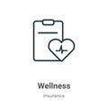 Wellness outline vector icon. Thin line black wellness icon, flat vector simple element illustration from editable insurance