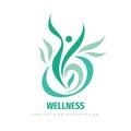 Wellness people vector logo design. Abstract stylized human character logo sign. Healthcare concept logo symbol. Royalty Free Stock Photo