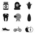 Wellness program icons set, simple style