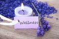 Wellness on a purple label Royalty Free Stock Photo