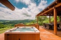 wellness retreat with private hot tub, surrounded by peaceful scenery