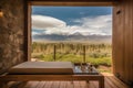 wellness retreat with view of majestic mountain range