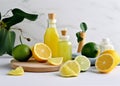 lime oil treatment bottle natural organic lemon spa skincare body. Generative AI. Royalty Free Stock Photo
