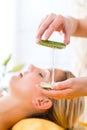 Wellness - woman having aloe vera application Royalty Free Stock Photo