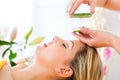 Wellness - woman having aloe vera application Royalty Free Stock Photo