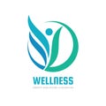 Wellness woman vector logo design. Abstract stylized human character sign. Healthcare concept symbol. Royalty Free Stock Photo