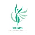 Wellness woman vector logo design. Abstract stylized human character logo sign. Healthcare people concept logo symbol Royalty Free Stock Photo