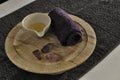 Wellness wooden scale with hot stone