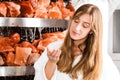 Young woman in salt cave of a Spa