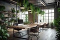 Wellnessfocused Office Environment With Greenery And Natural Elements. Generative AI Royalty Free Stock Photo