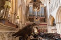 Wells cathedral lecturn and organ Royalty Free Stock Photo