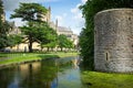 Wells Cathedral from the moat of Bishops palace