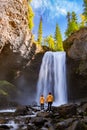 Wells Gray British Colombia Canada, Cariboo Mountains creates spectacular water flow of Helmcken Falls on the Murtle