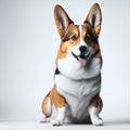 welsh corgi breed dog sitting on a white background. Ai Generated Royalty Free Stock Photo