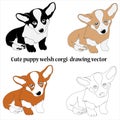 Welsh corgi cardigan drawing collage