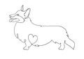 Welsh Corgi-cardigan. Corgi. Vector illustrations drawn by hand. Original linear image of a dog with a heart.