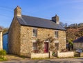 Welsh detached cottage made of Welsh stone. Pembrokeshire, Wales. UK