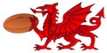 Welsh Dragon With a Rugby Ball