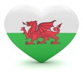 Welsh Flag Heart, 3d illustration